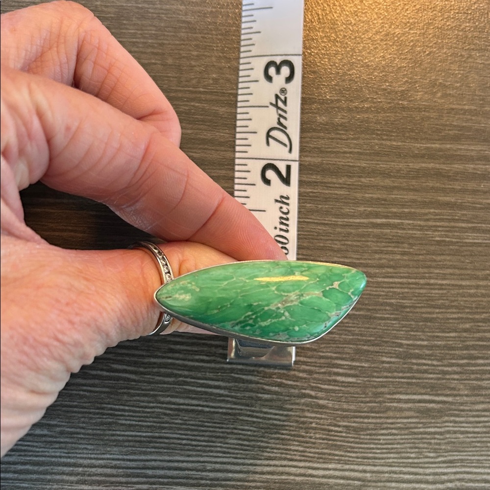 Unique Green Turquoise Stone Sterling Silver Women's Ring - Rare! - Picture 9 of 10
